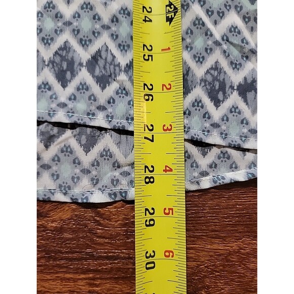 Y2K Studio Y Blue Ruffled Bell Sleeve 90s Fiary Grunge Blouse Sheer Chiffon Med - Picture 5 of 11